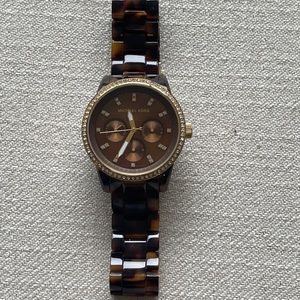 Michael Kors Tortoise and Gold Watch